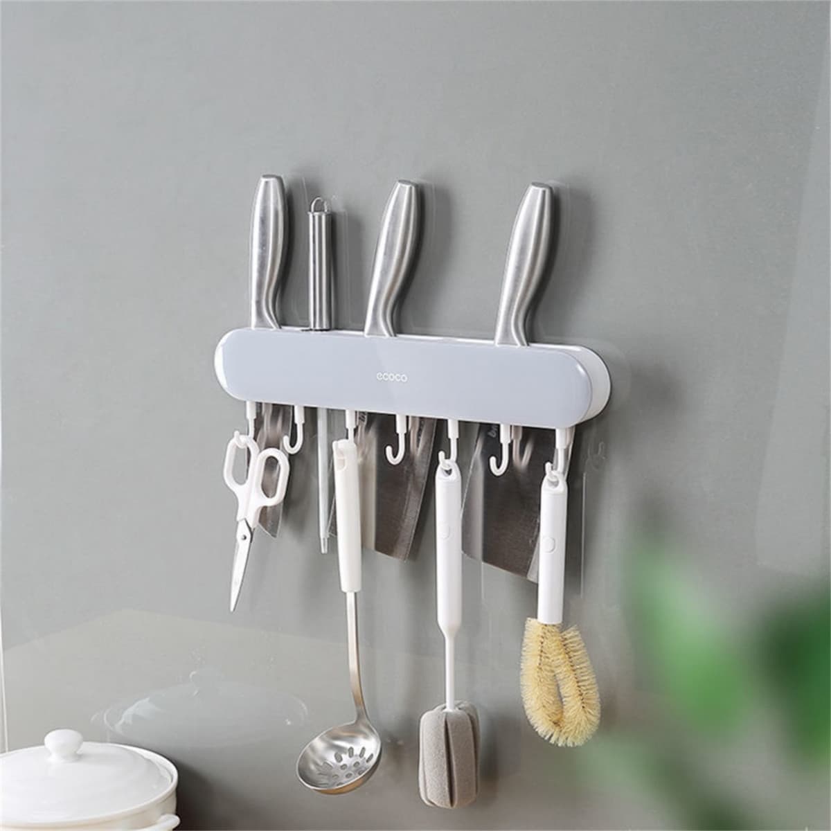 MULTIFUNCTIONAL PLASTIC EASY INSTALLATION UTENSILS ORGANIZER WITH HOOK KITCHEN ACCESSORIES 