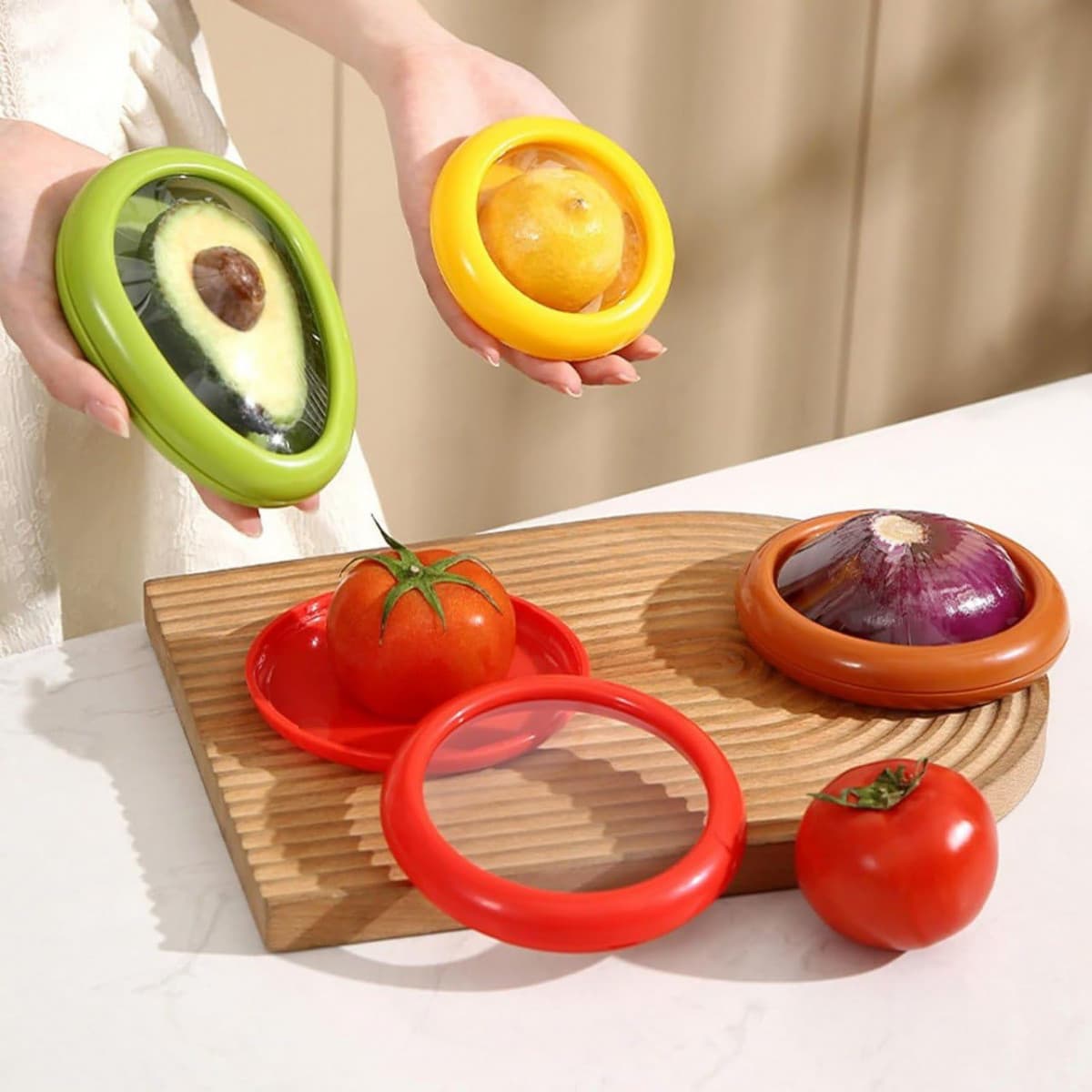 SILICONE FRUIT AND VEGETABLE STORAGE CONTAINERS SET(SET OF 4)