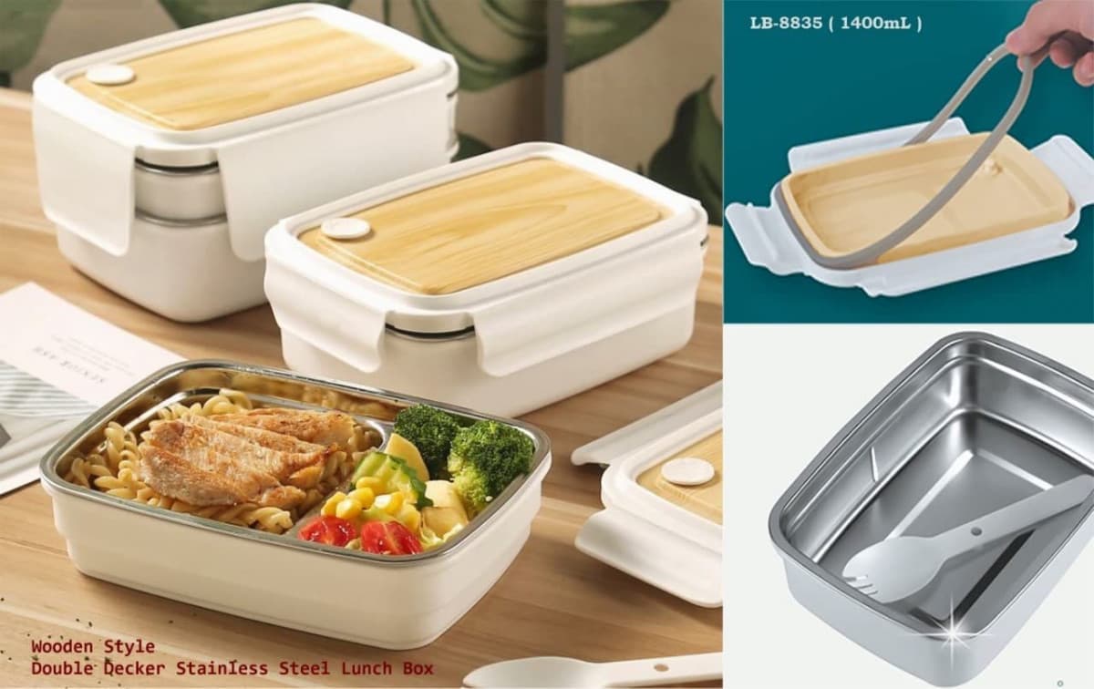 WOODEN STAINLESS STEEL LUNCH BOX(LB-8833)