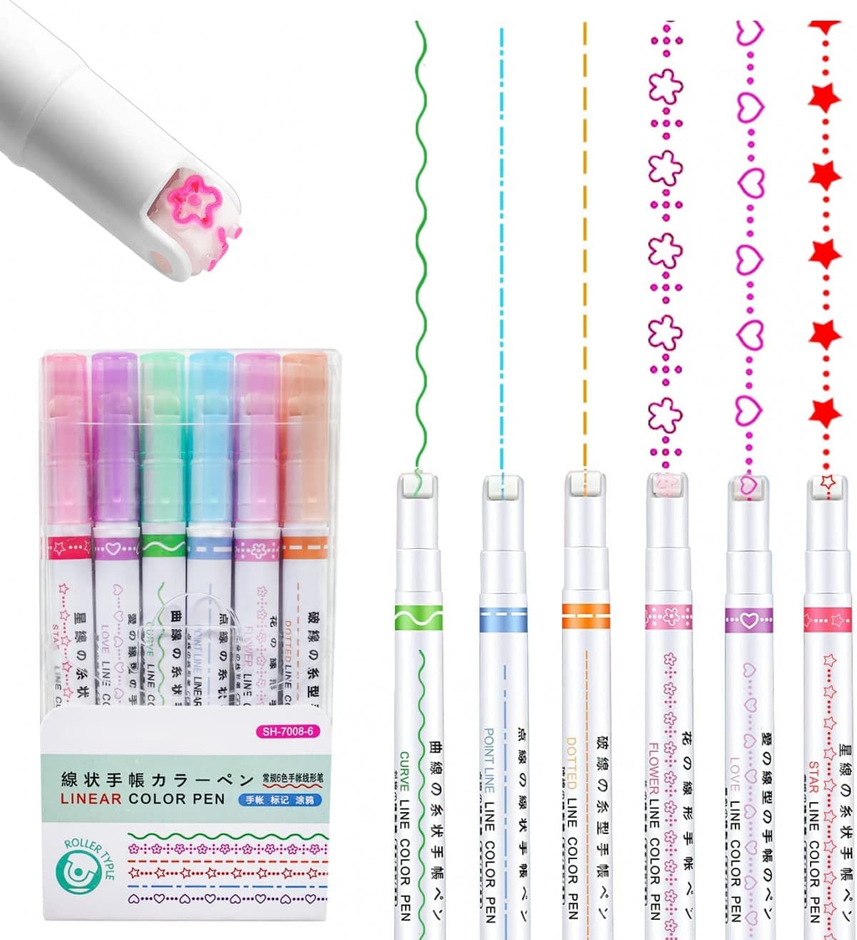 6 IN 1 DRAWING LINER PEN WITH SKETCH PEN