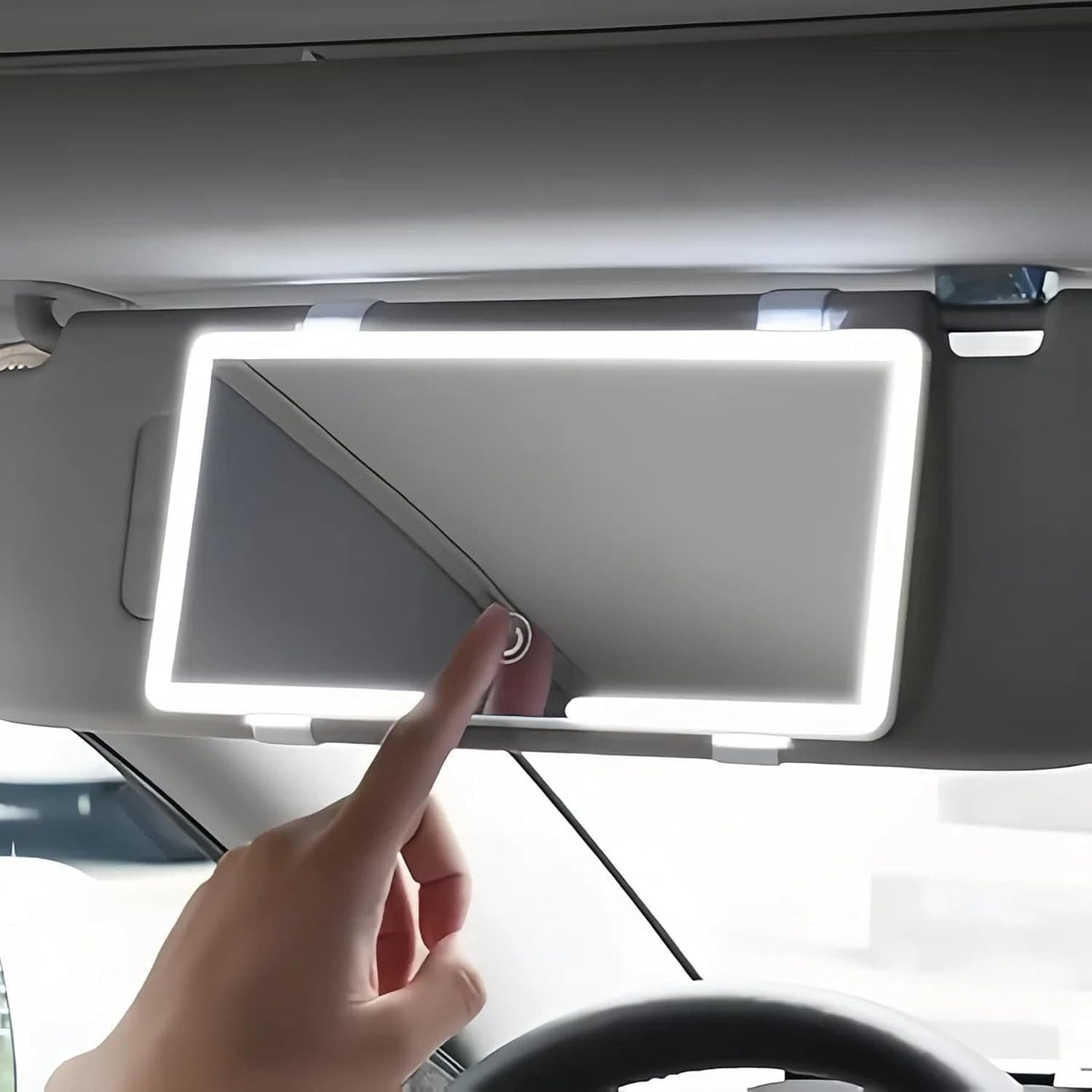 RECHARGEABLE CAR MAKEUP MIRROR WITH LED