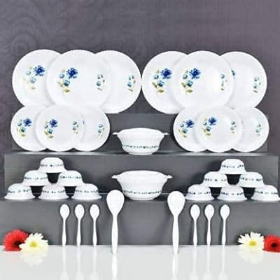 36 PCS EXCLUSIVE PLASTIC PRINTED ROUND DINNER SET
