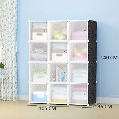 12 DOOR PLASTIC SHEET WARDROBE STORAGE RACK