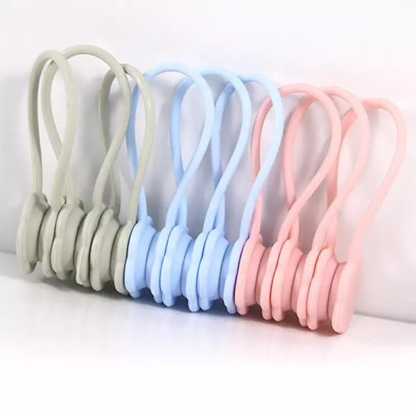 SET OF 12 SILICONE MAGNETIC EARPHONE CORD WINDER