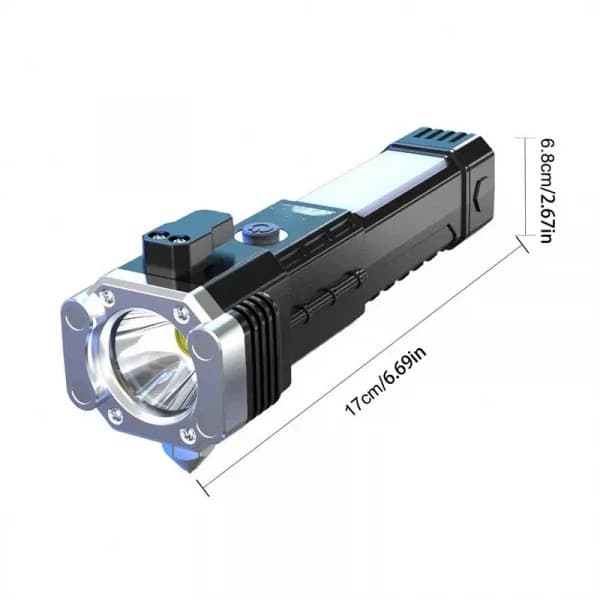 PORTABLE TORCH RECHARGEABLE LIGHT WITH SEFETY HAMMER