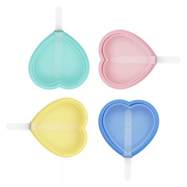 4 PIECES OF ICE CANDY POPSICLE MAKER HEART