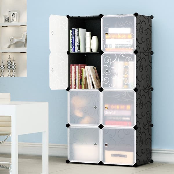 8 DOOR PLASTIC SHEET WARDROBE STORAGE RACK 