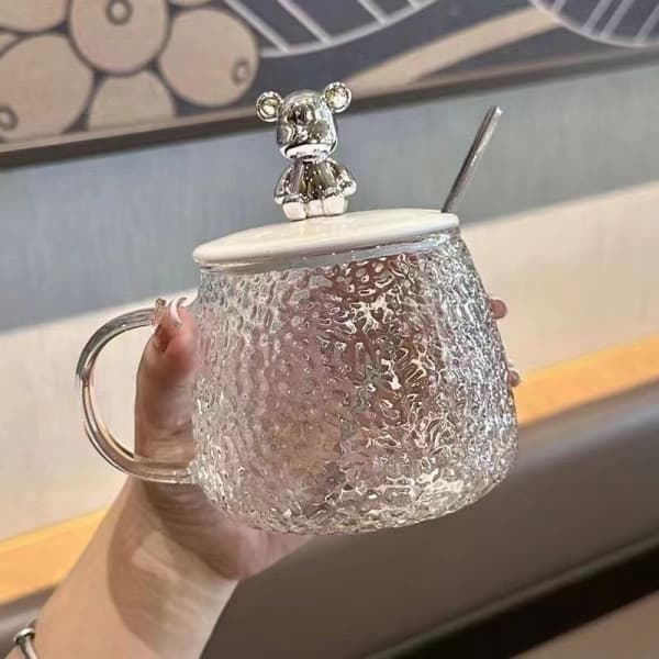 TEDDY SHAPE GLASS CUP WITH HANDLE