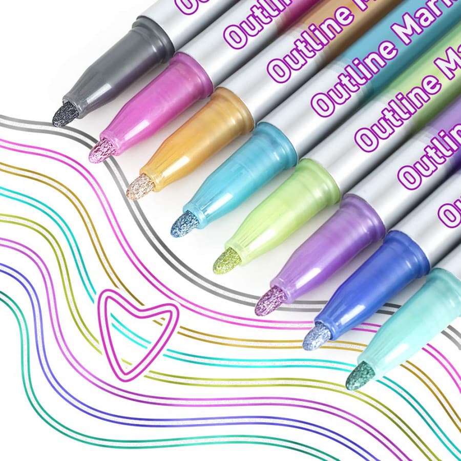 GLITER OUTLINER PEN (12 PCS SET)