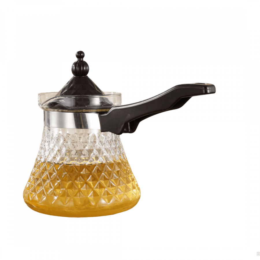 GLASS MILK WARMER POT WITH HANDLE