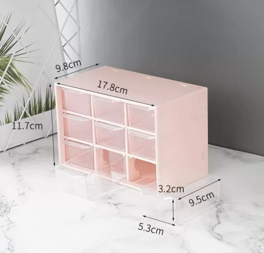 9 GRID MINI PLASTIC MULTIPURPOSE DRAWER STORAGE BOX