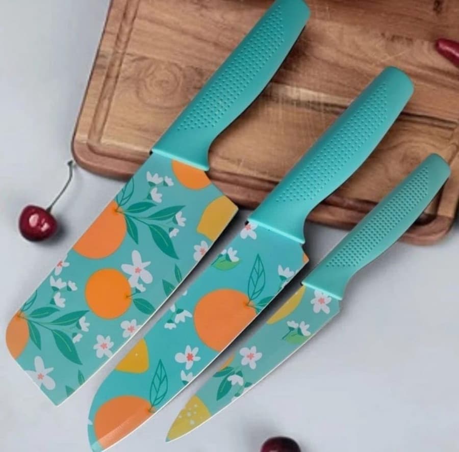 3 PCS PRINTED KNIFE -BLUE 