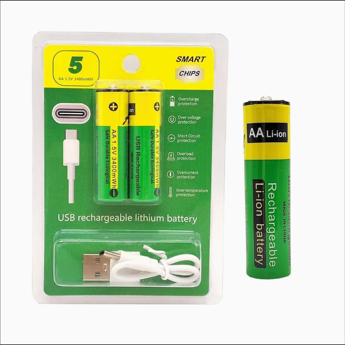 TYPE C RECHARGEABLE BATTERIES (PACK OF 2)