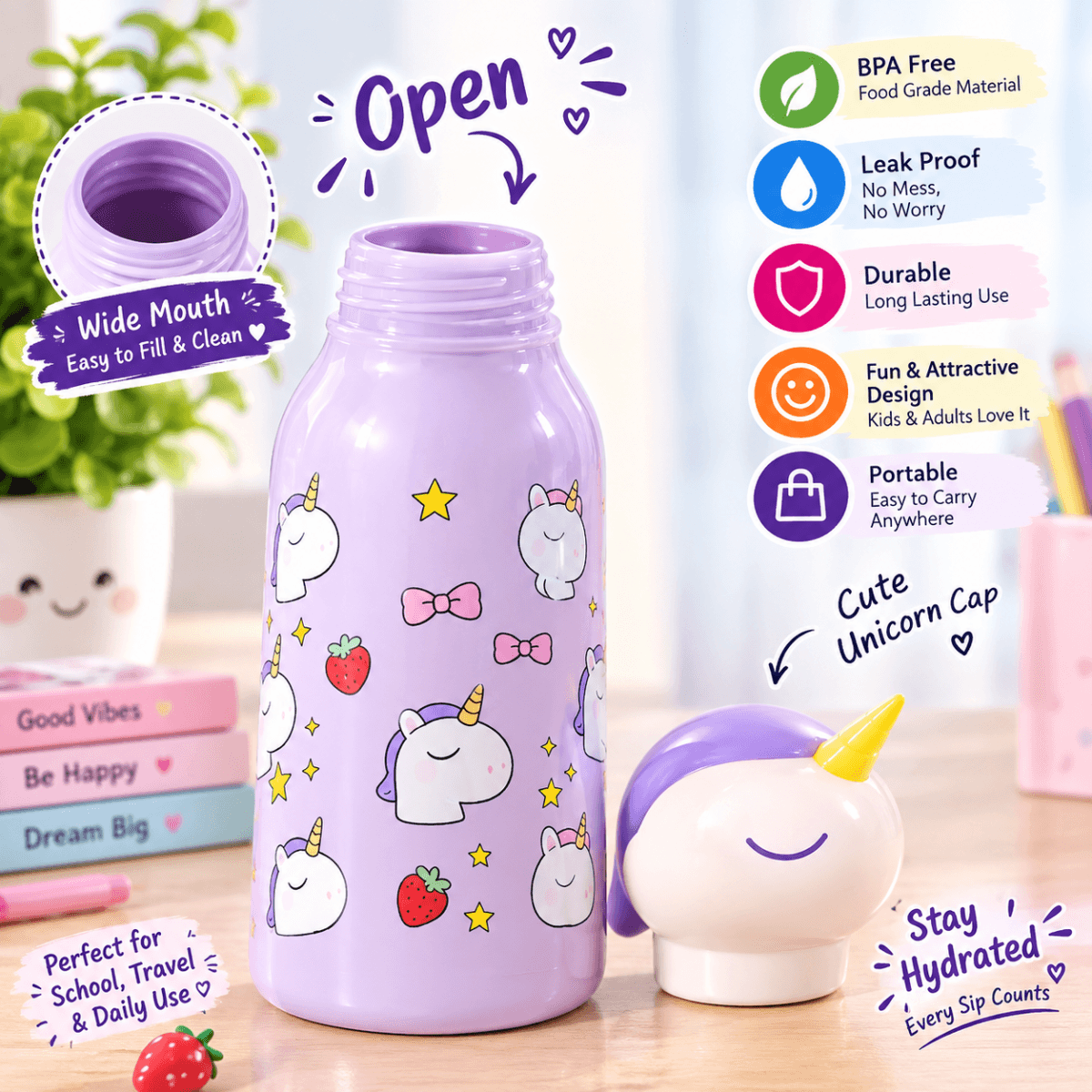 UNICORN KIDS WATER BOTTLE