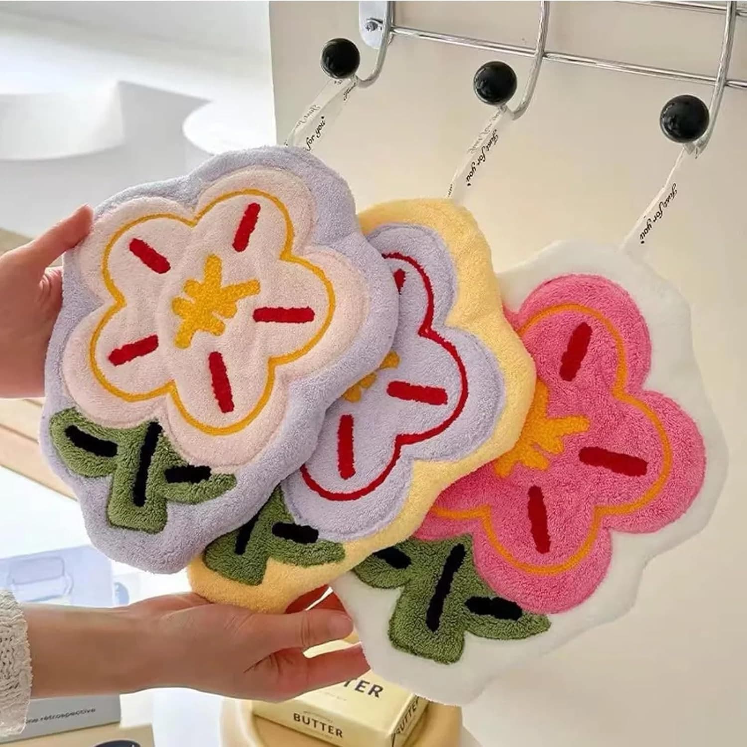FLOWER CORAL HAND TOWELS