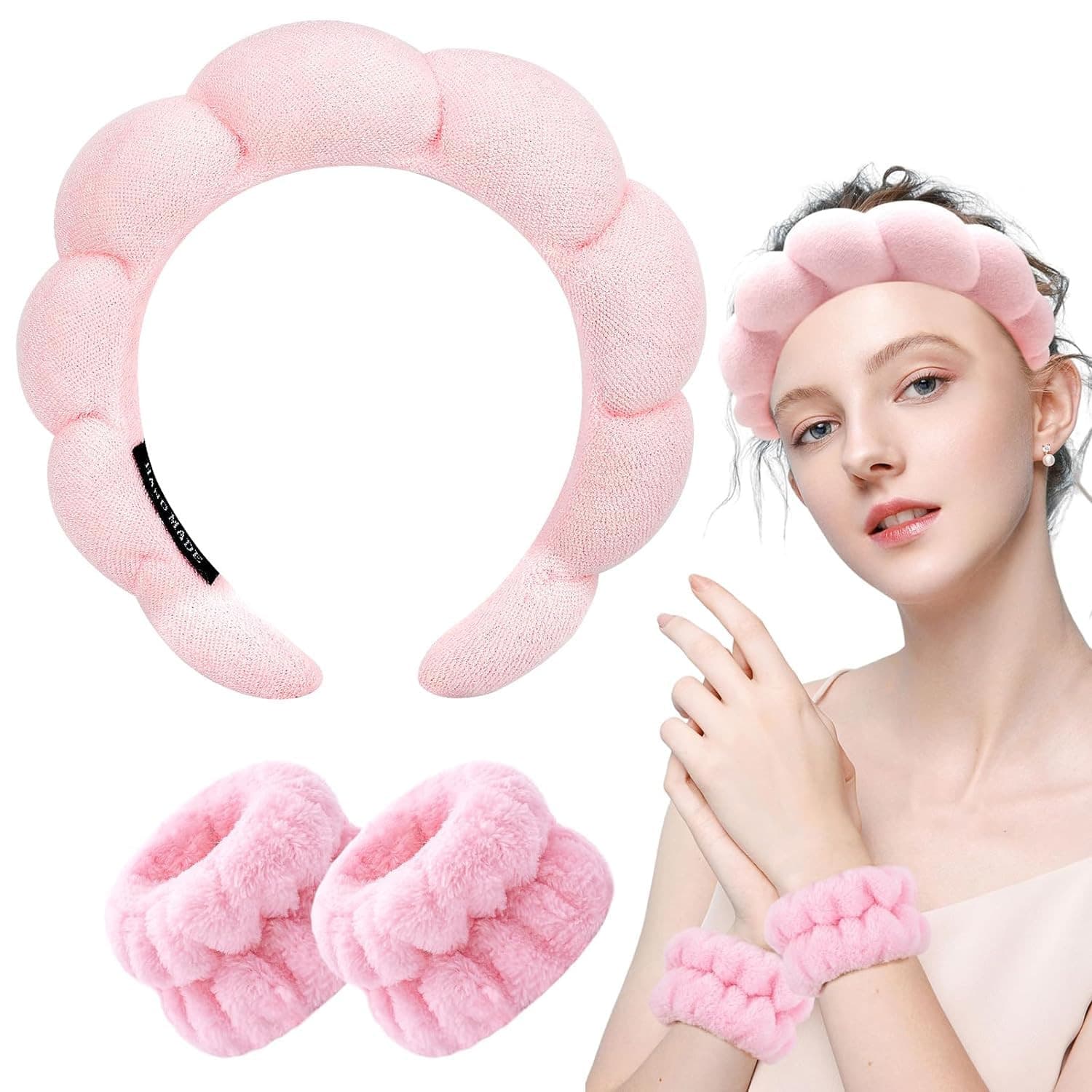 SPA HEADBAND AND WRISTBAND SET