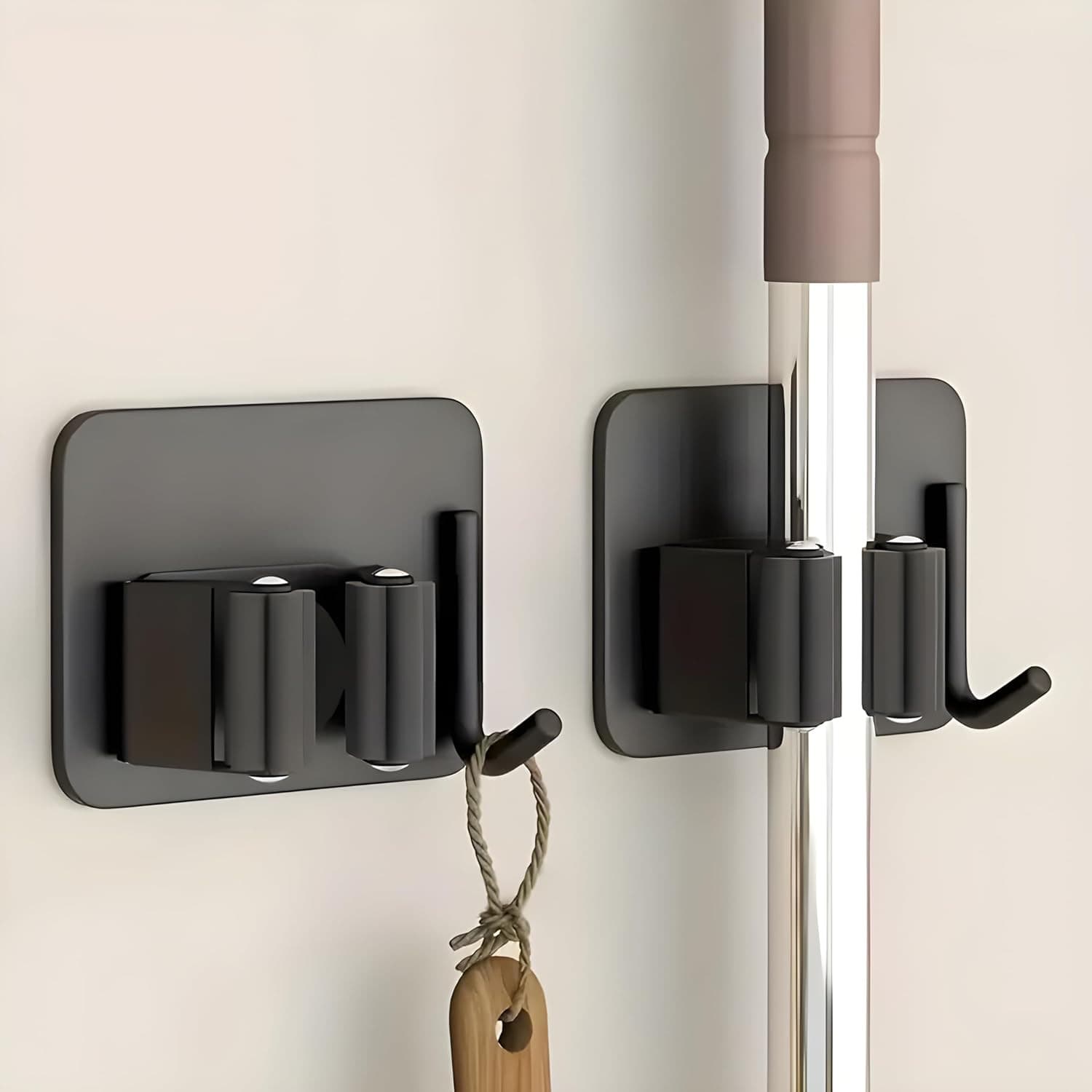 STAINLESS STEEL BROOM HOLDER WITH HOOK