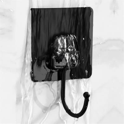 BLACK LARGE ADHESIVE WALL HOOKS HANGER (PACK OF 5)