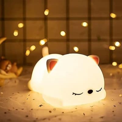 SILICONE SLEEPING CAT NIGHT LIGHT